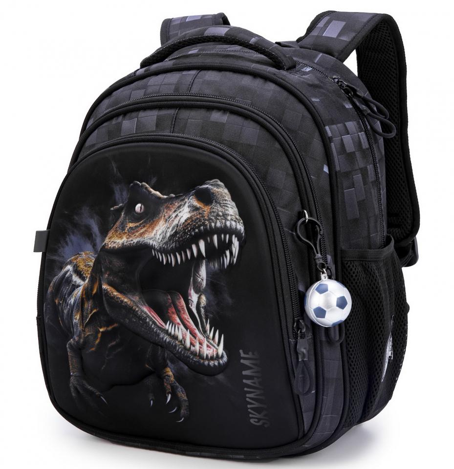 Школьный рюкзак для мальчика SkyName Динозавр 1-4 класс 6-10 лет анатомическая спинка Черный (R2-219)