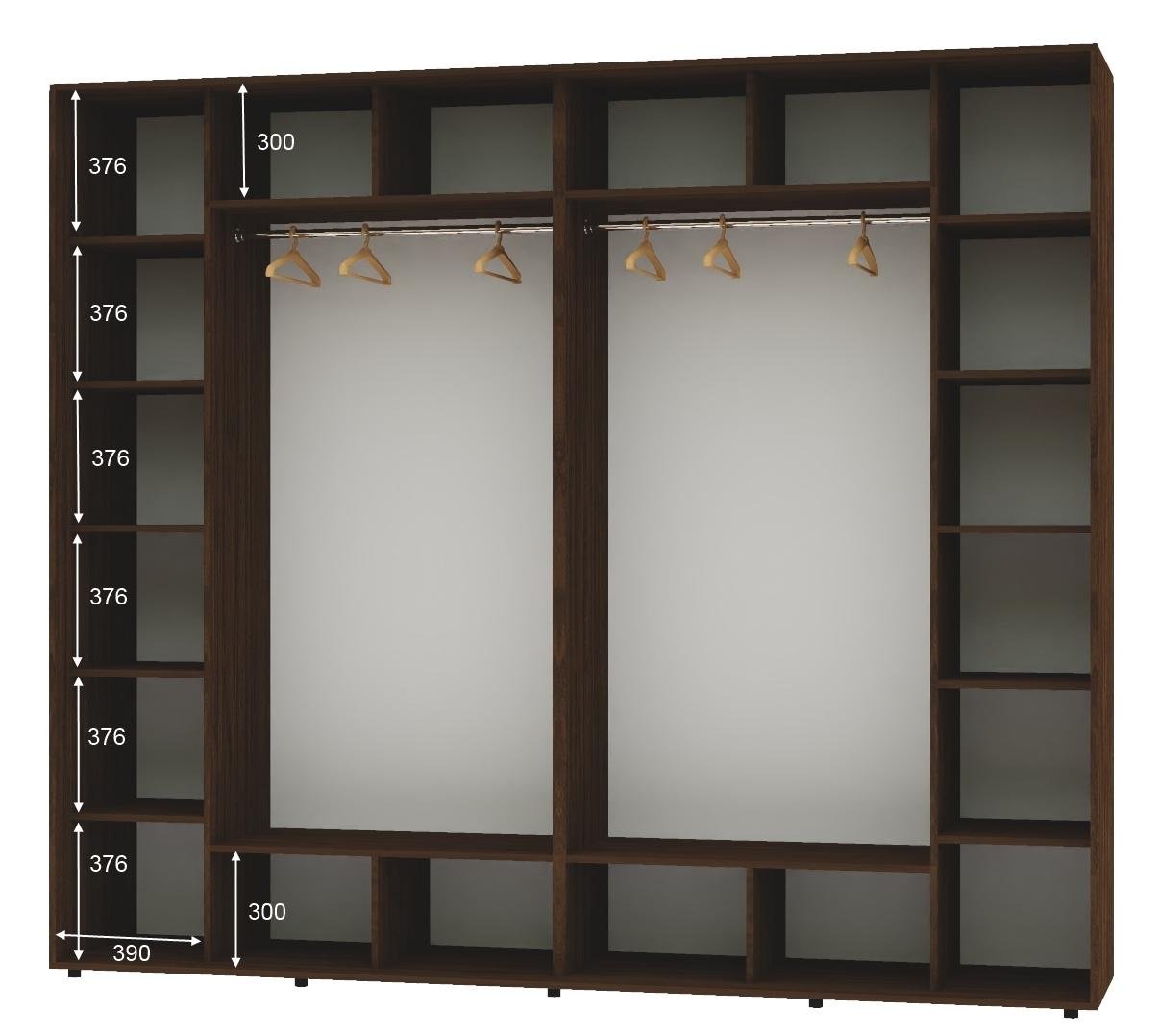 Шкаф-купе четырехдверный Алекса ДСП 290х60х250 см Орех селект каменный (57085) - фото 2 Шкаф-купе четырехдверный Алекса ДСП 290х60х250 см Орех селект каменный (57085) - фото 2