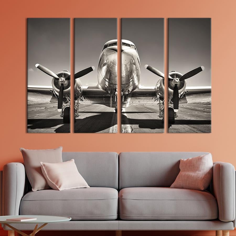 Картина модульная из 4 частей Красивый сияющий самолет XL 209x133 см (101-41)