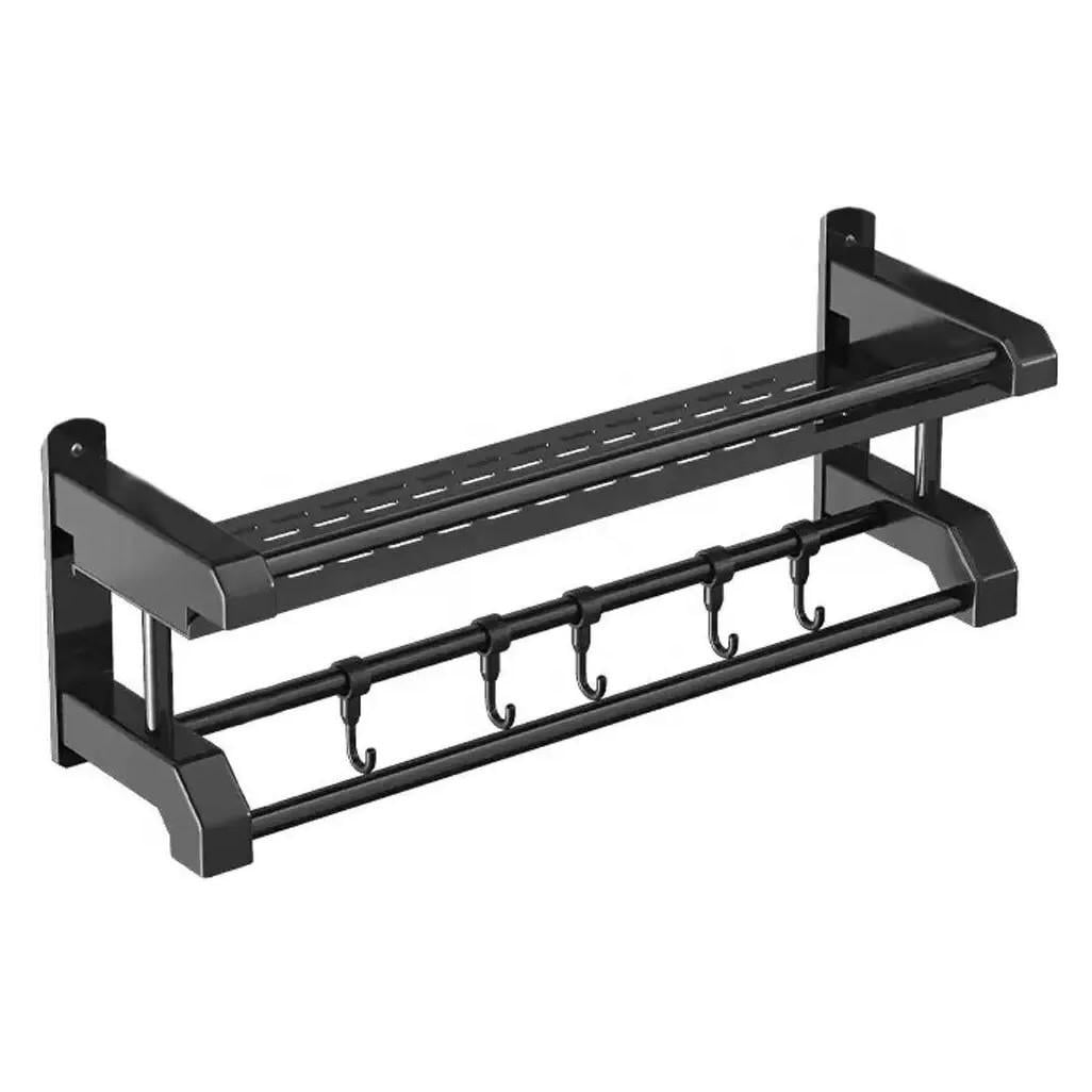Полка в ванную комнату RIAS 105 с полотенцесушителем 58x12x15 см Black (3_07096)
