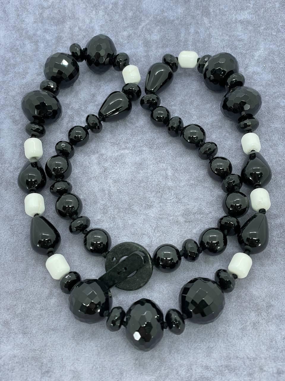 Намисто агат 60 см Чорний (1494)