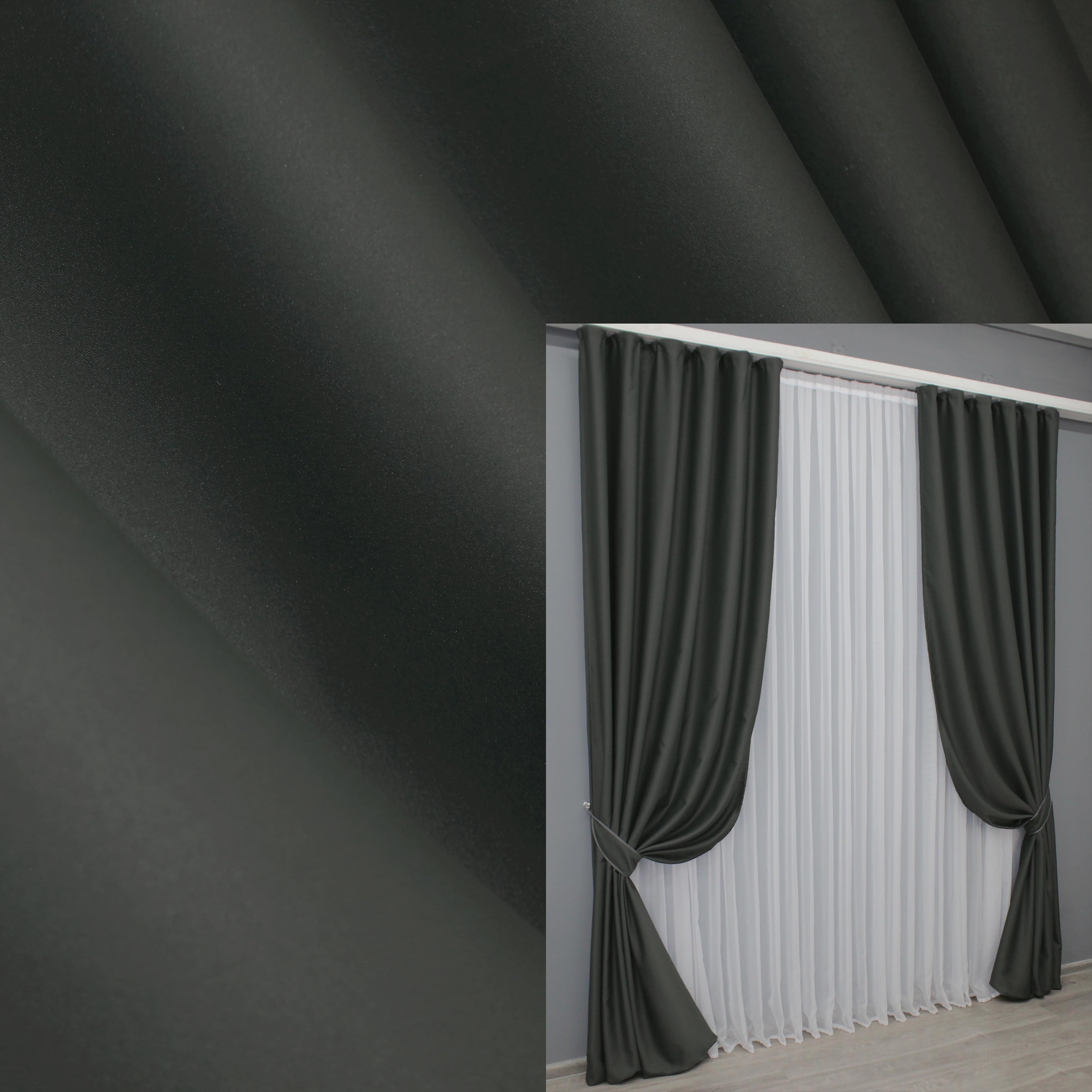 Комплект готових штор VR-Textil Блекаут Midnight № 1400ш 150х290 см 2 шт. Темно-сірий (33-0264) - фото 3 Комплект готових штор VR-Textil Блекаут Midnight № 1400ш 150х290 см 2 шт. Темно-сірий (33-0264) - фото 3