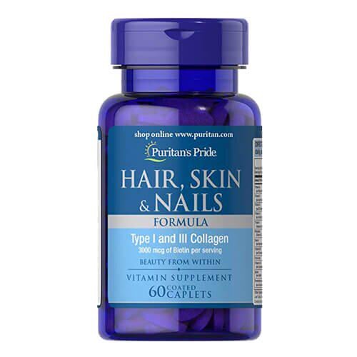 Комплекс для кожи/волос и ногтей Puritan's Pride Hair Skin and Nails Type I and III collagen 60 caplets (07580)