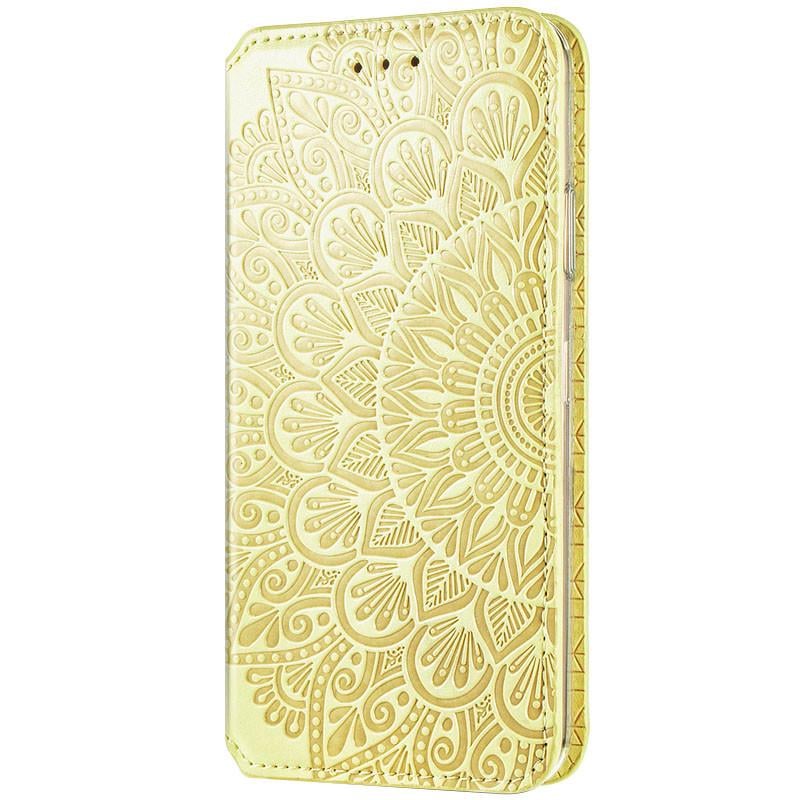 Противоударный Кожаный чехол книжка GETMAN Mandala (PU) для Xiaomi Redmi Note 10 / Note 10s Желтый