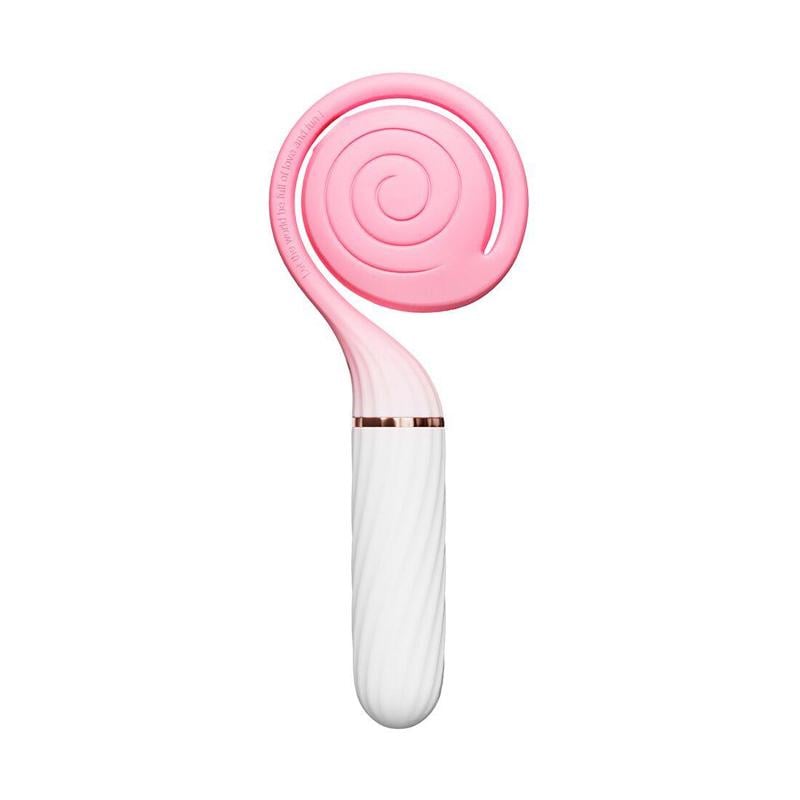 Стимулятор вакуумный для клитора с пульсацией Otouch Lollipop 31,8 см Розовый с белым (56545)