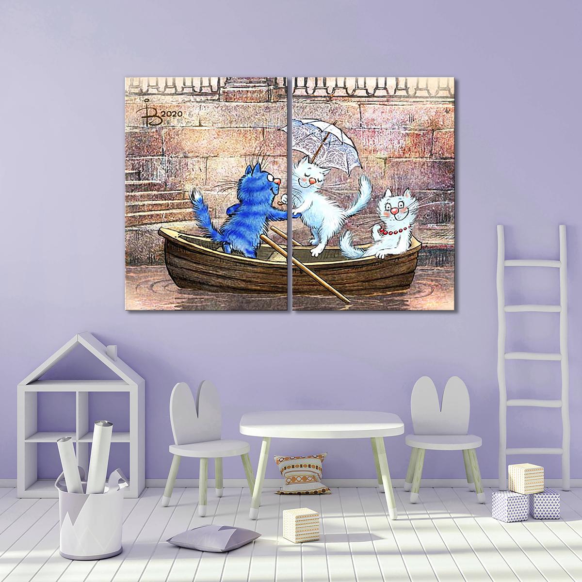 Модульная картина Трое в лодке 1 модуль 60x90 см