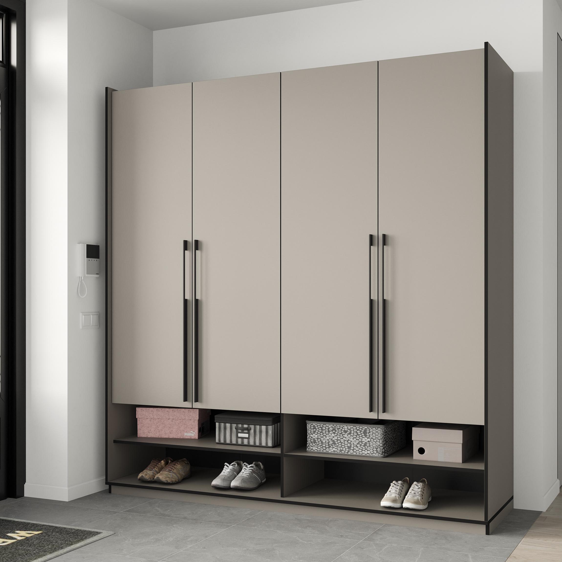 Шкаф в прихожую распашной четырехдверный на 14 полок 1969х2100х570 мм Кашемир (mr-7-ks) - фото 1 Шкаф в прихожую распашной четырехдверный на 14 полок 1969х2100х570 мм Кашемир (mr-7-ks) - фото 1