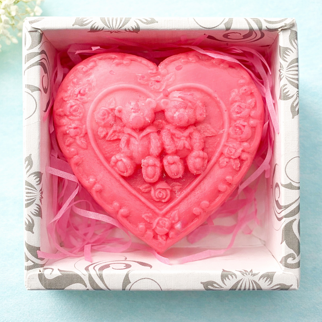 Мыло в форме сердца сувенирное Влюбленные мишки Розовый Мыло в форме сердца сувенирное Влюбленные мишки Розовый