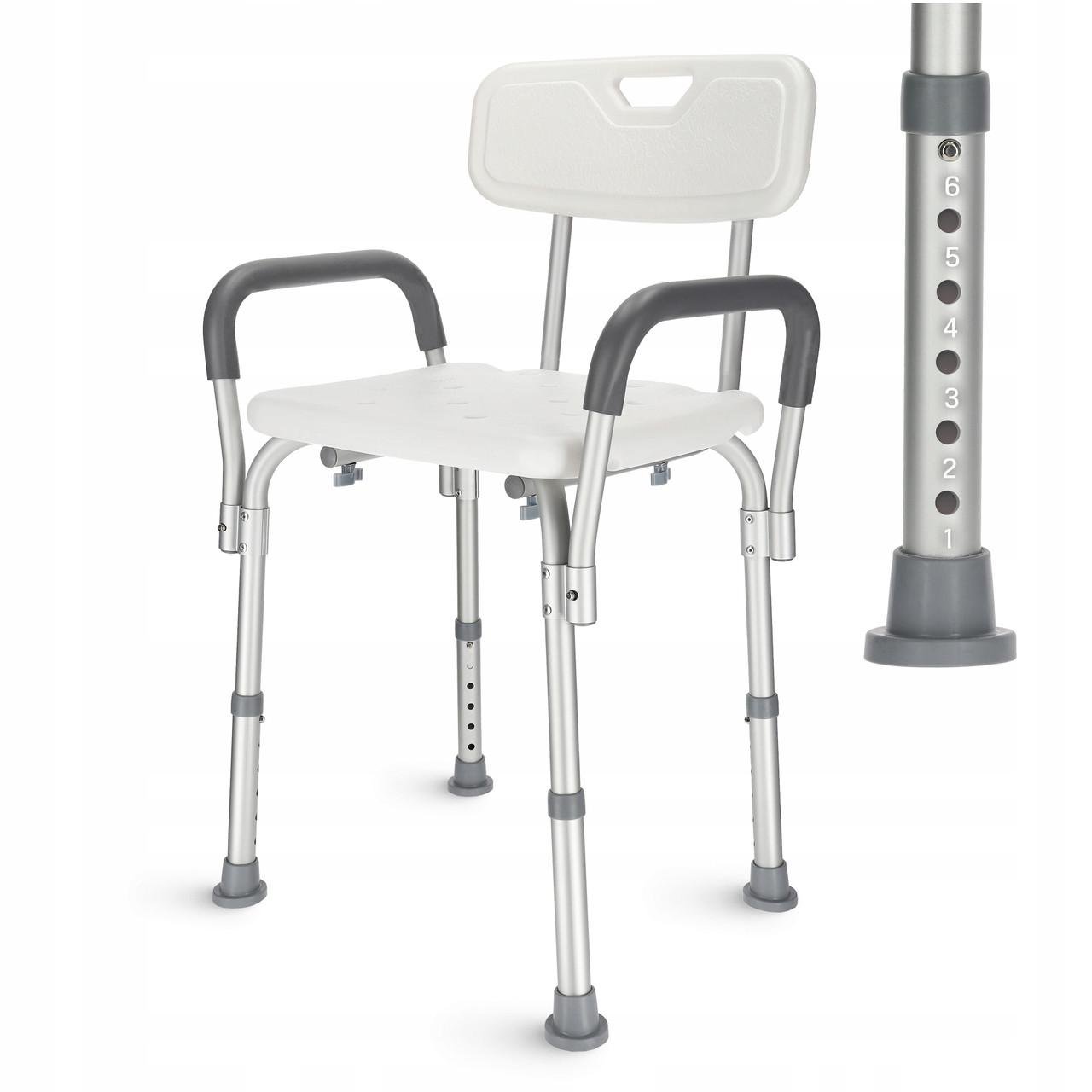 Крісло для ванної та душа регульоване 4fizjo зі спинкою та підлокітниками White/Grey (P-5905973403405) - фото 8 Крісло для ванної та душа регульоване 4fizjo зі спинкою та підлокітниками White/Grey (P-5905973403405) - фото 8