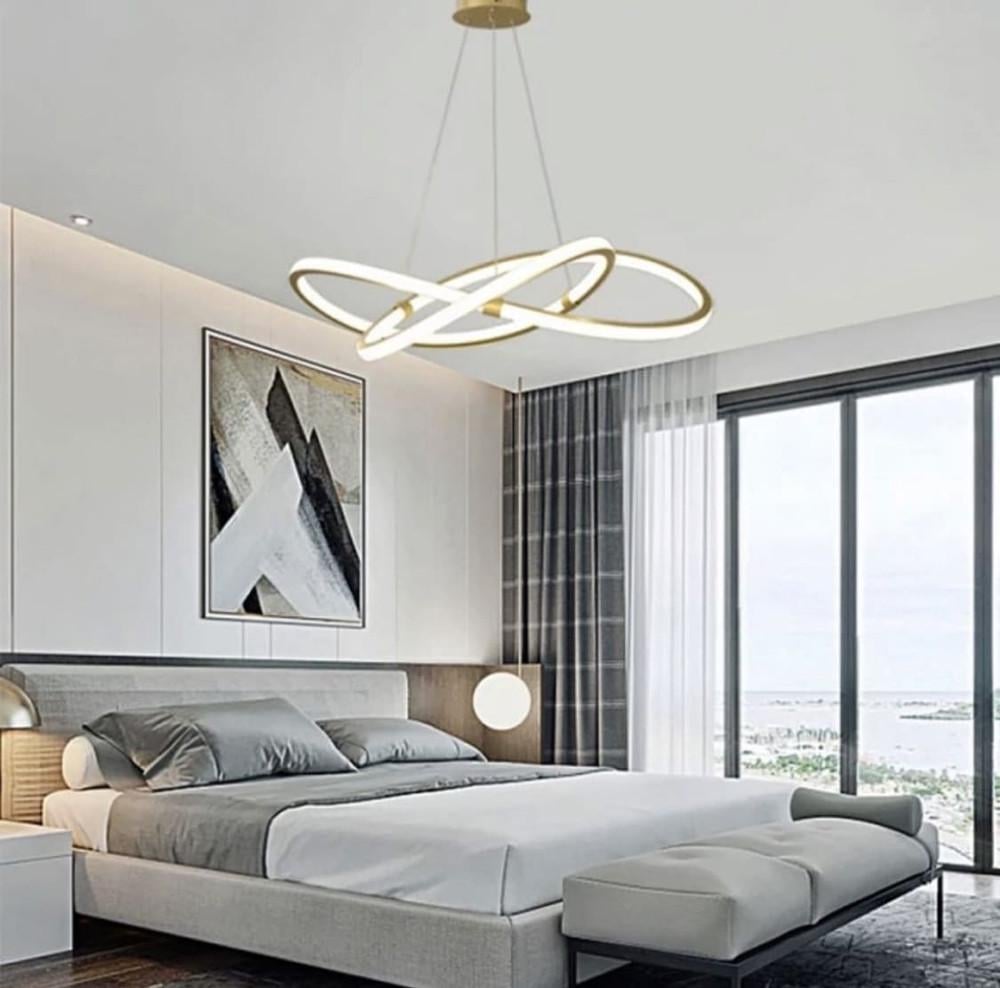 Люстра светодиодная подвесная 80 см Золотой (D 2092-800 GD/WT)