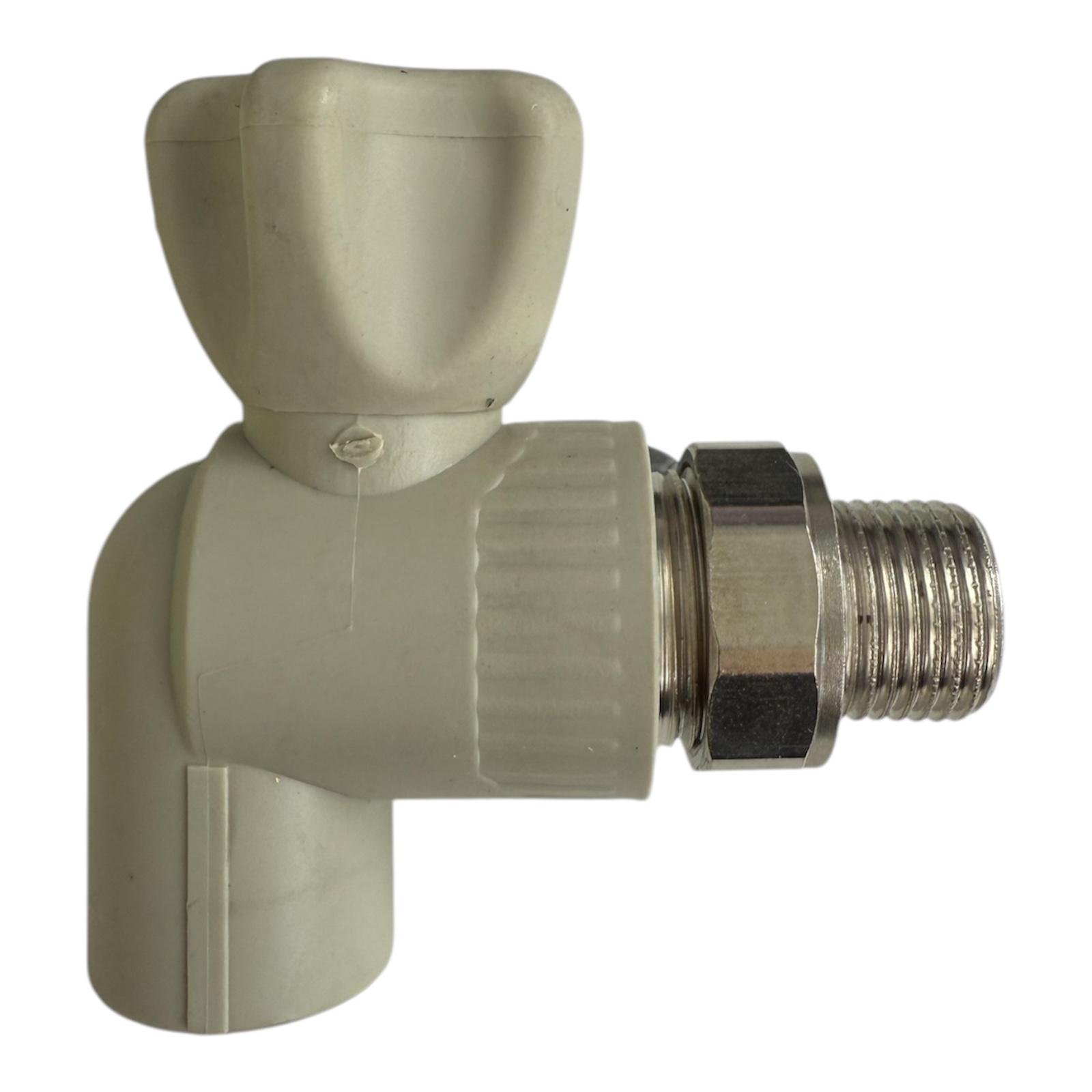 Кран радіаторний кутовий PPR 20х1/2" сталева куля (00-00005356)