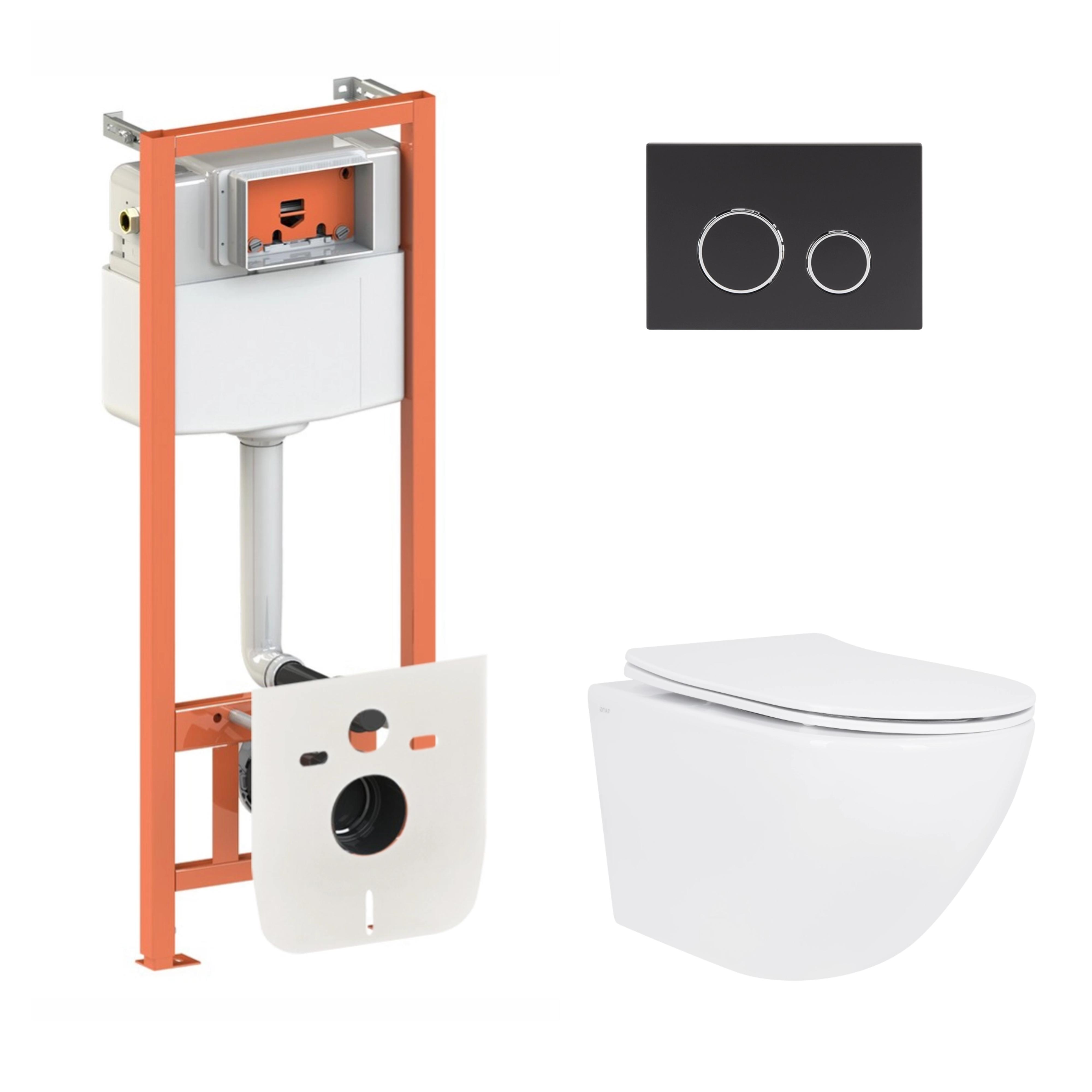Комплект інсталяції Q-tap Nest&Jay QT07335175W48192 з унітазом кнопка Чорний (253370)