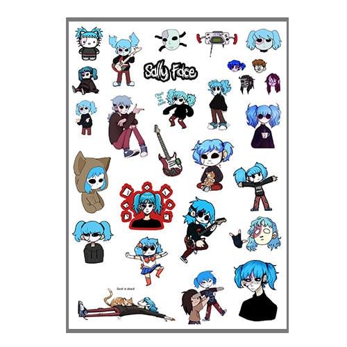 Стикеры аниме Салли Фейс Крипипаста А3 лист (stik_217)