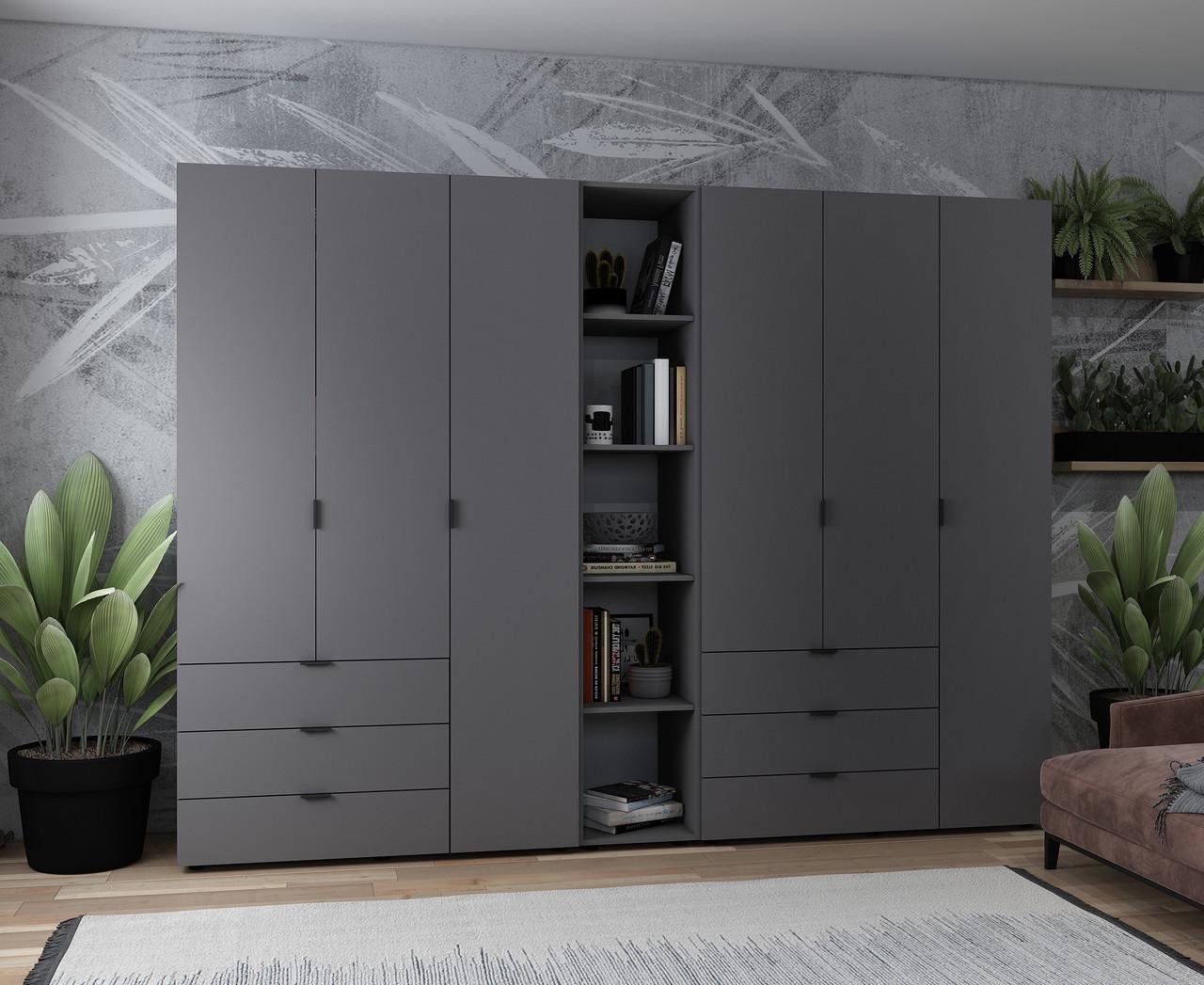 Шкаф для прихожей Doros Гелар с эажеркой 270,6х49,5х203,4 см Графитовый (42005061)