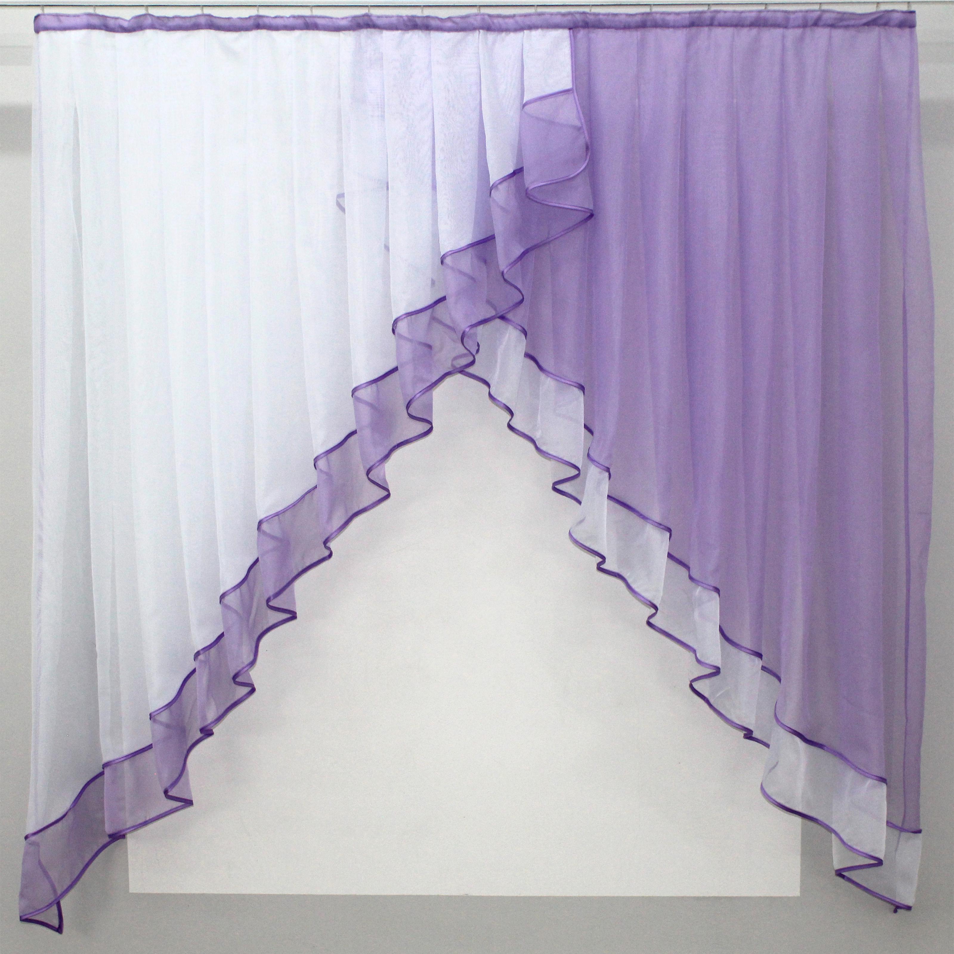 Занавеска кухонная VR-Textil № 023к 150х150 см Белый/Сиреневый (50-519) - фото 1