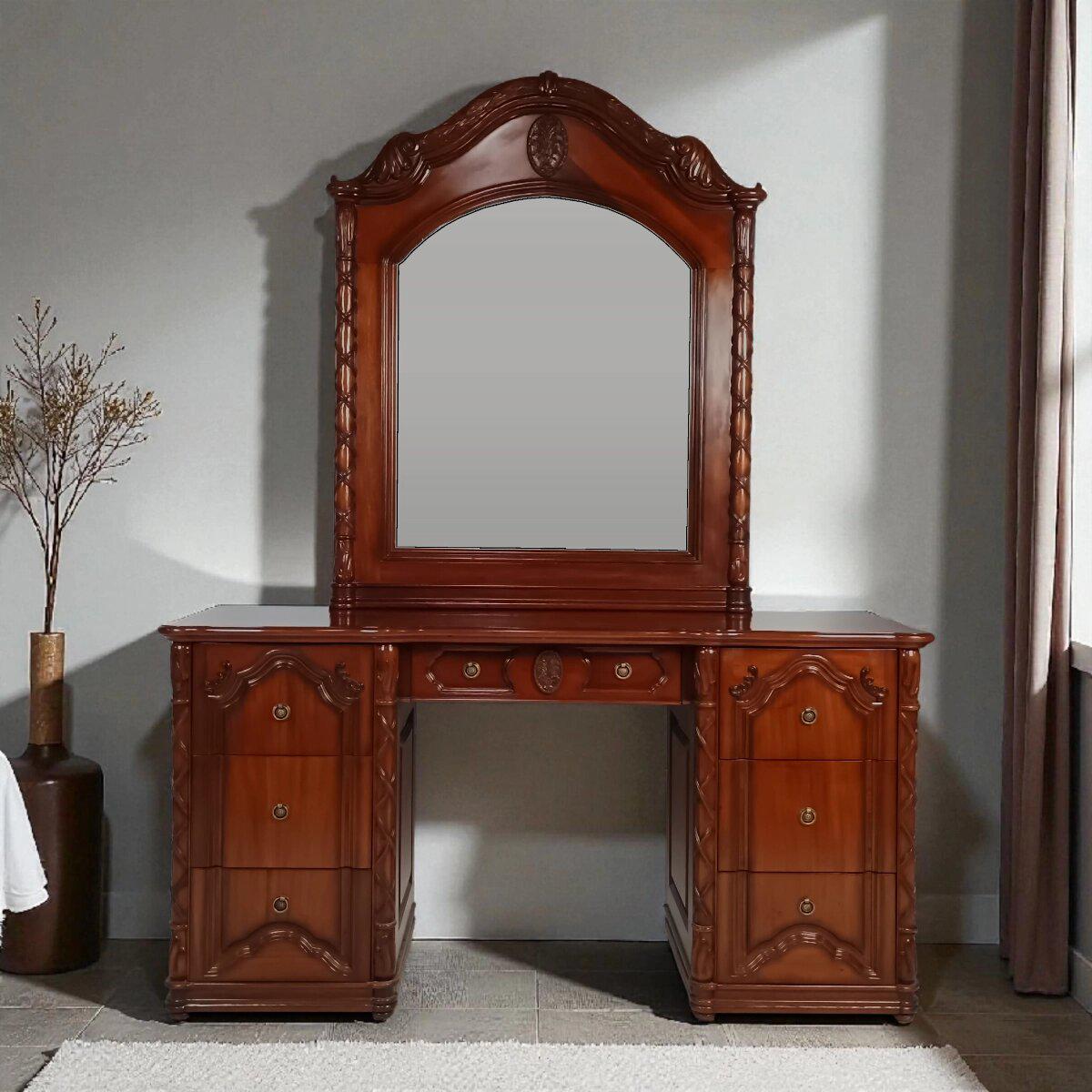 Туалетный столик с зеркалом красное дерево (4102-087)