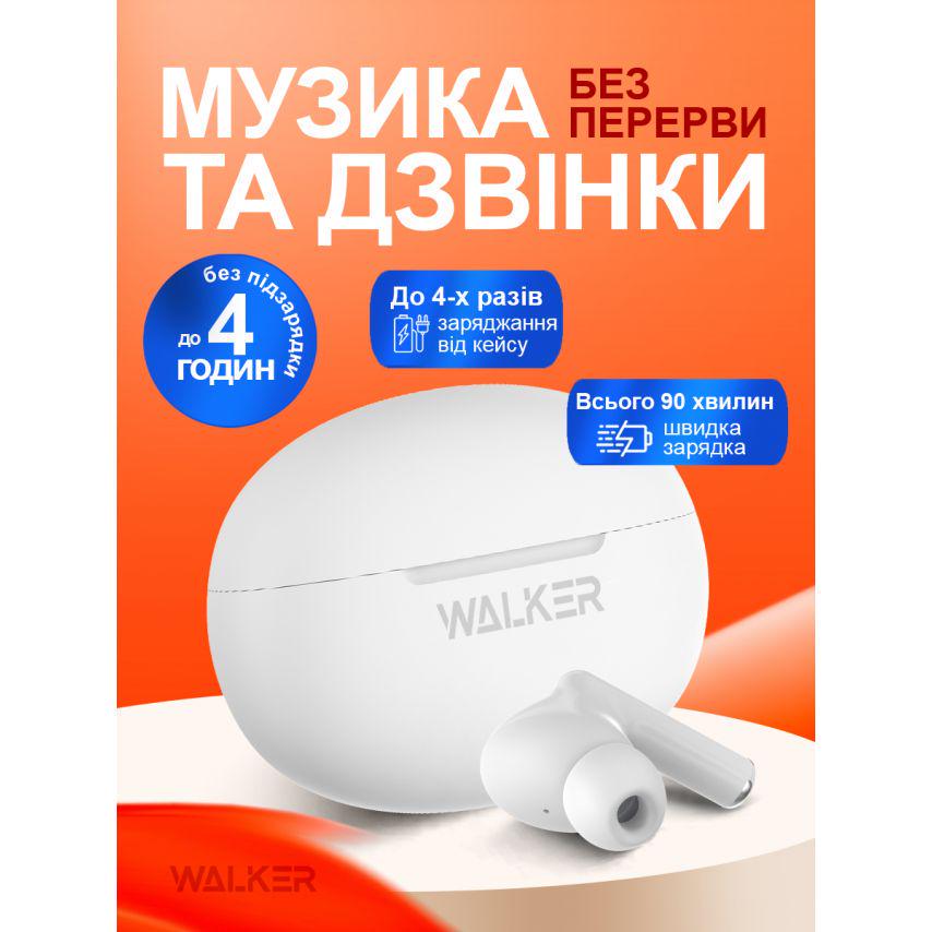 Наушники Bluetooth WALKER WTS-60 ENC White - фото 3