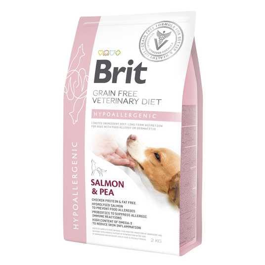 Корм-диета сухой Brit VD Hypoallergenic Dog с лососем и горохом для собак с дерматологическими и желудочно-кишечными проблемами 2 кг (528042)