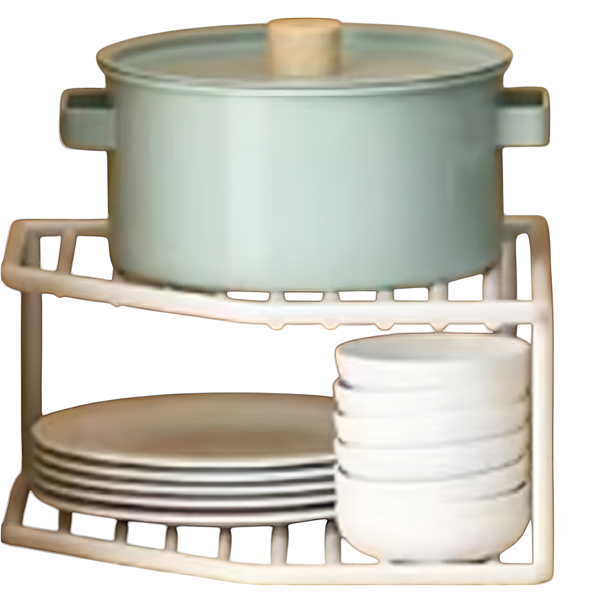 Полка-органайзер кухонная Stenson M50210-S металлическая 2 яруса 25х25х12 см Белый (625862)