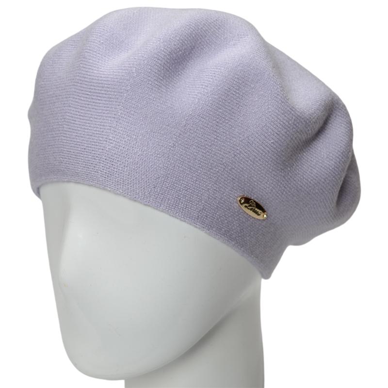 Берет женский двойной Novita Софи из вискозы теплый мягкий L р. 57-58 Лаванда