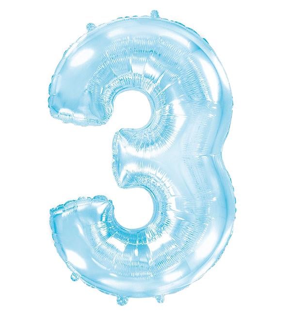 Шарик Цифра 3 100 см Голубой (12360746) - фото 1 Шарик Цифра 3 100 см Голубой (12360746) - фото 1