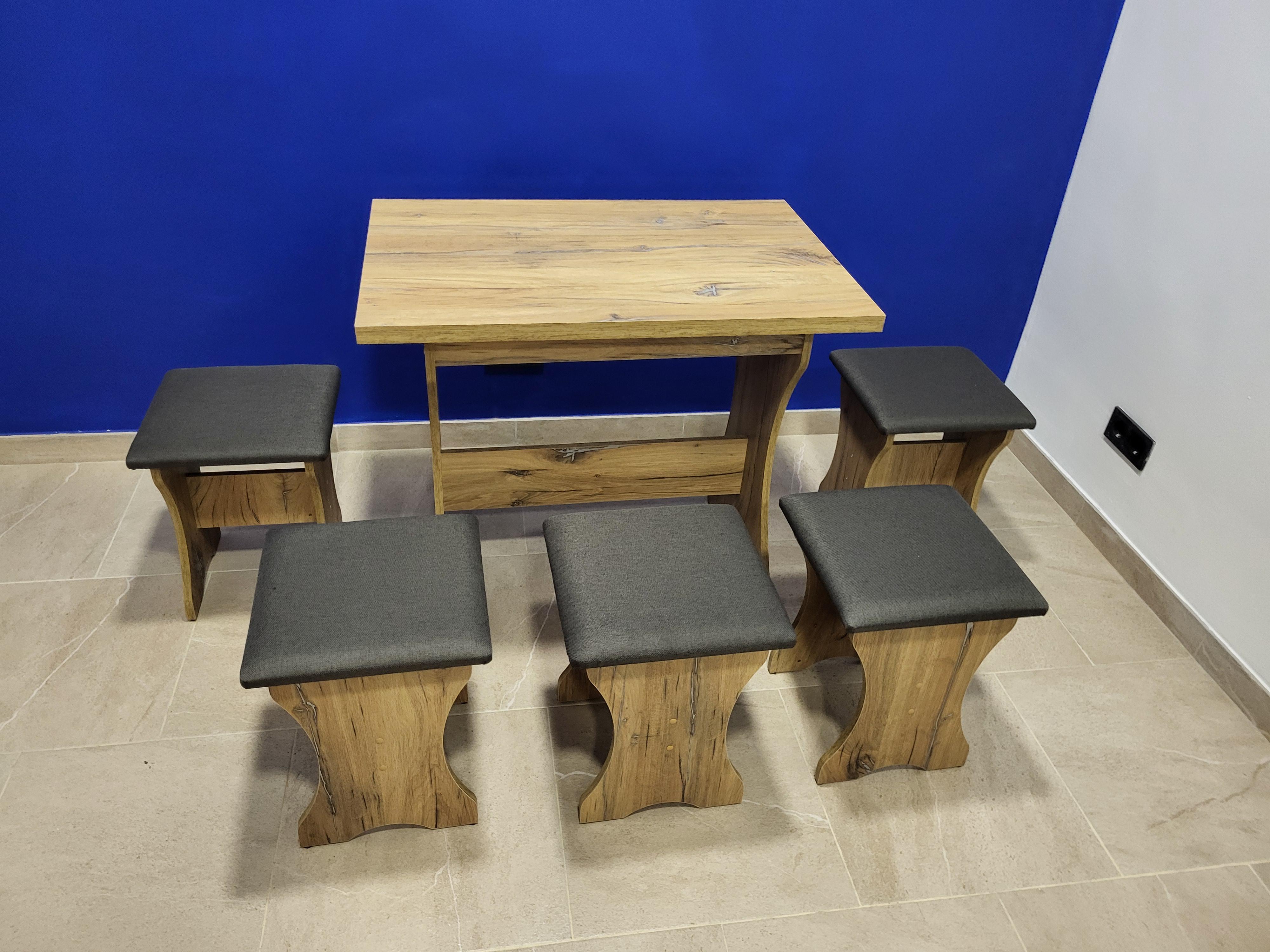 Стіл розкладний та 5 табуреток Сімейний Дуб Флагшток/Дорандо (S5T-DF-D)