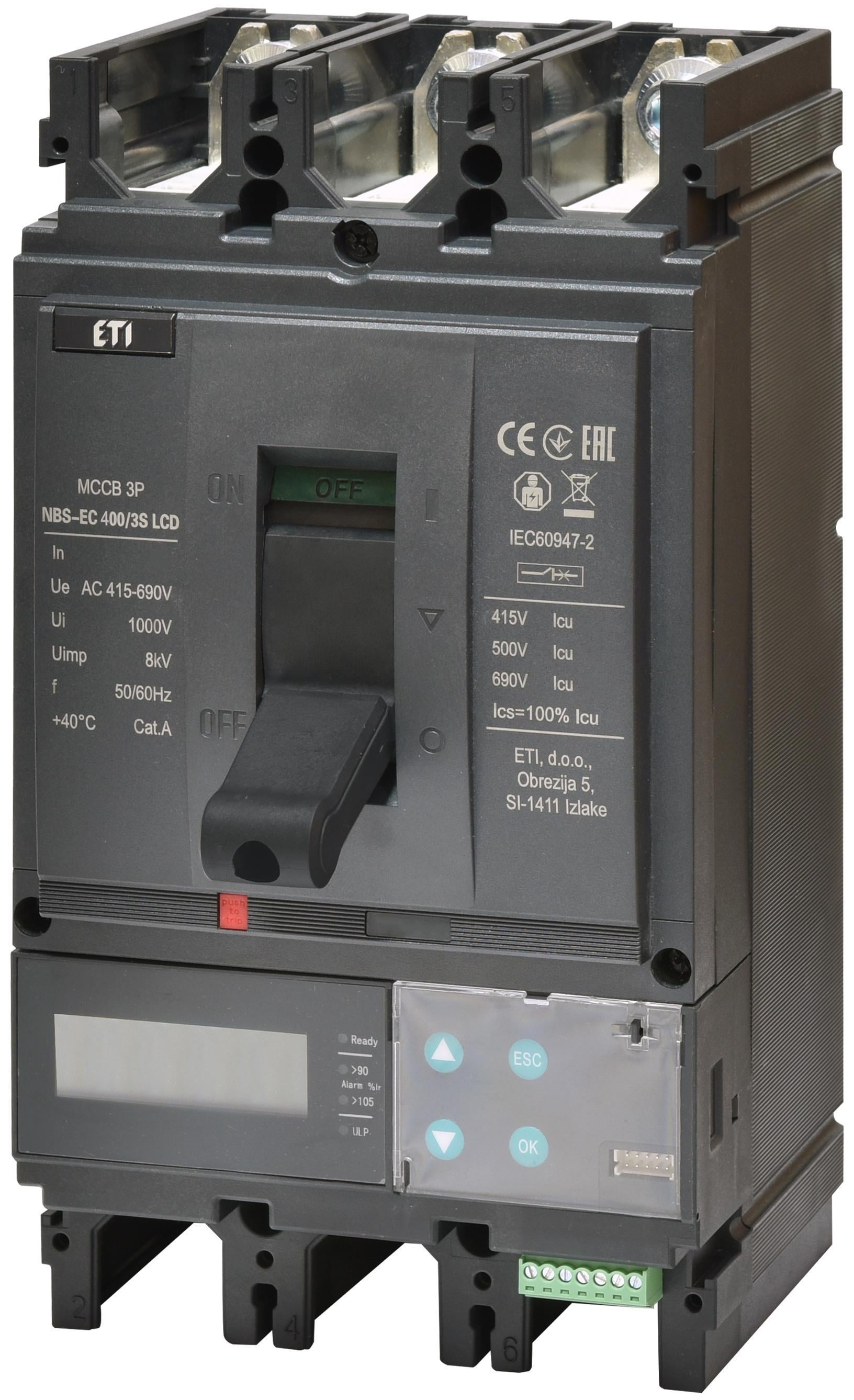 Автоматичний вимикач ETI NBS-EC400/3S 3Р 400А 50кА LCD (4673121)