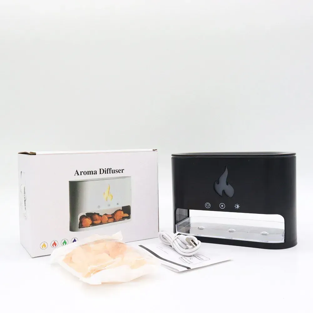 Увлажнитель воздуха соляная лампа 3в1 с USB и эффектом пламени Черный (234572287) - фото 11