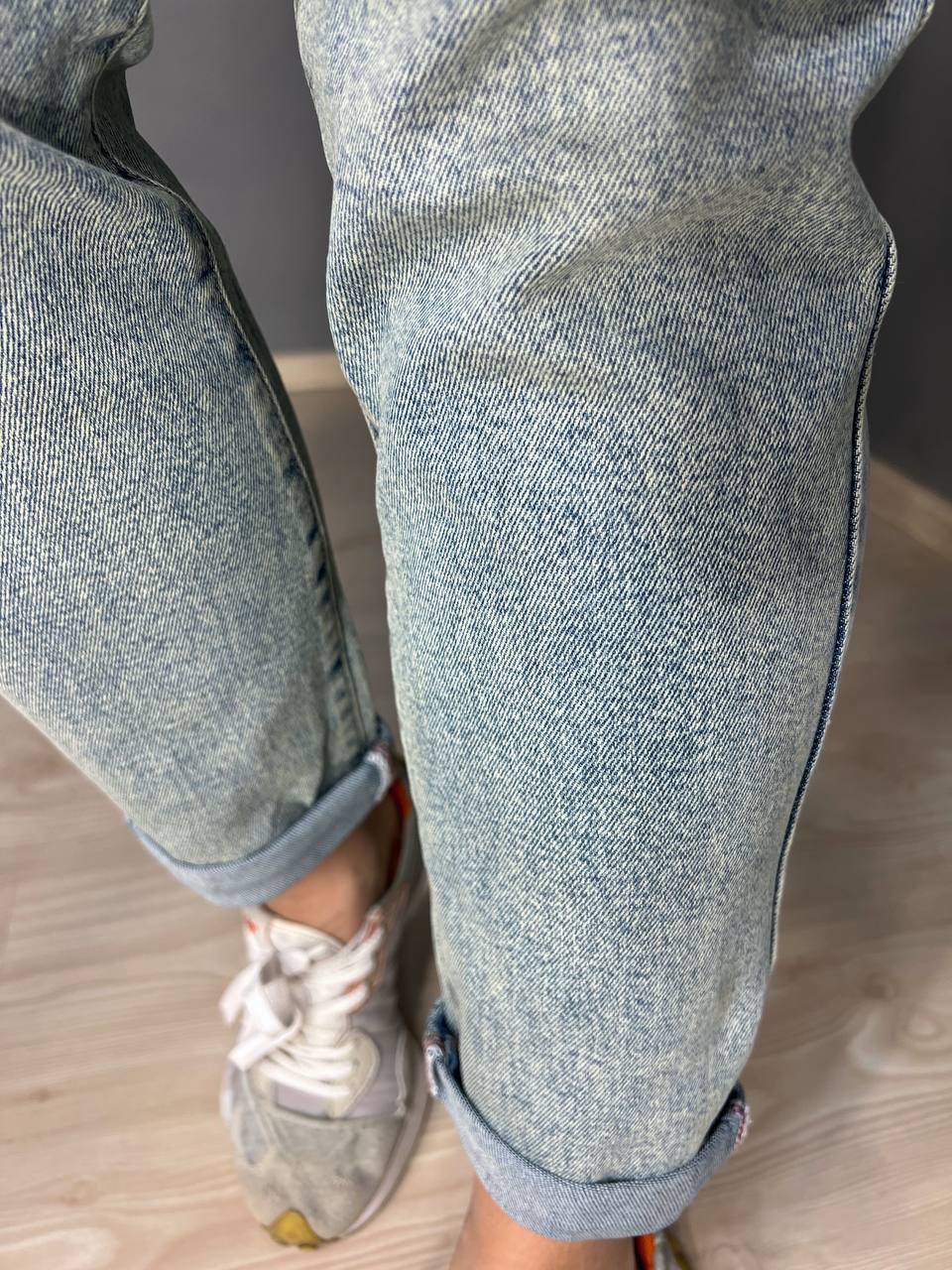 Джинси жіночі Dicesil 9157 Mom jeans comfort висока талія стрейчеві ремінь мотузка р. 25 Світло-блакитний (3830) - фото 5