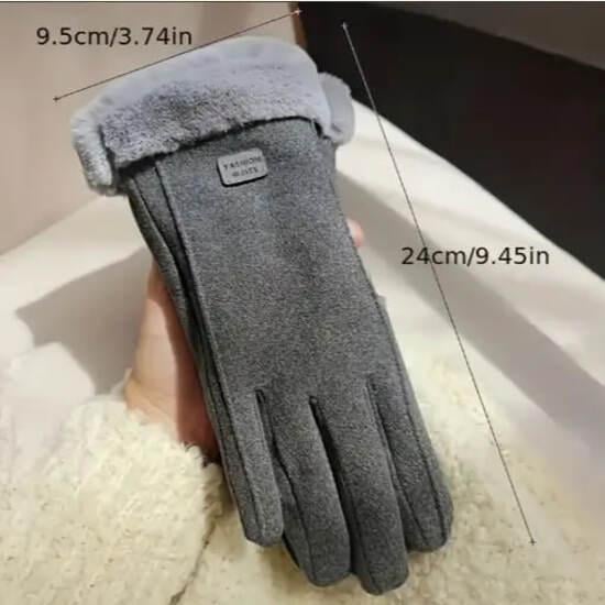 Перчатки женские зимние замшевые Серый (VLD303) - фото 2