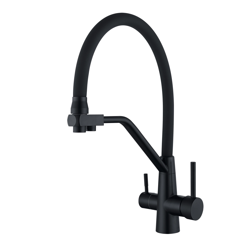 Смеситель для кухни Lidz Aria 020F3 LDARI020F3BLA39212 с гибким изливом и подключением к фильтру Черный (SD00045316)