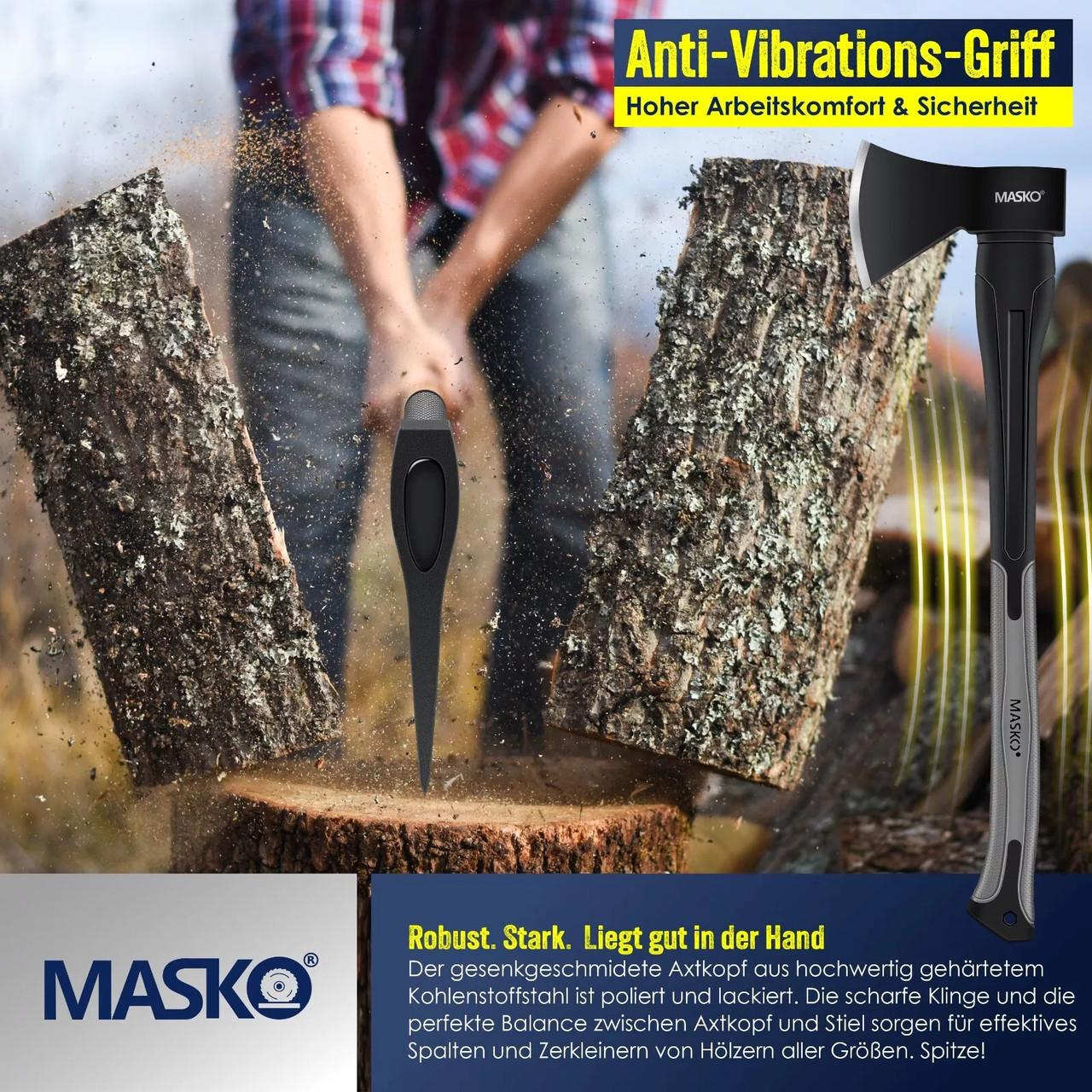 Топор универсальный MASKO с набором перчаток 1000 г Черный/Серый - фото 8 Топор универсальный MASKO с набором перчаток 1000 г Черный/Серый - фото 8