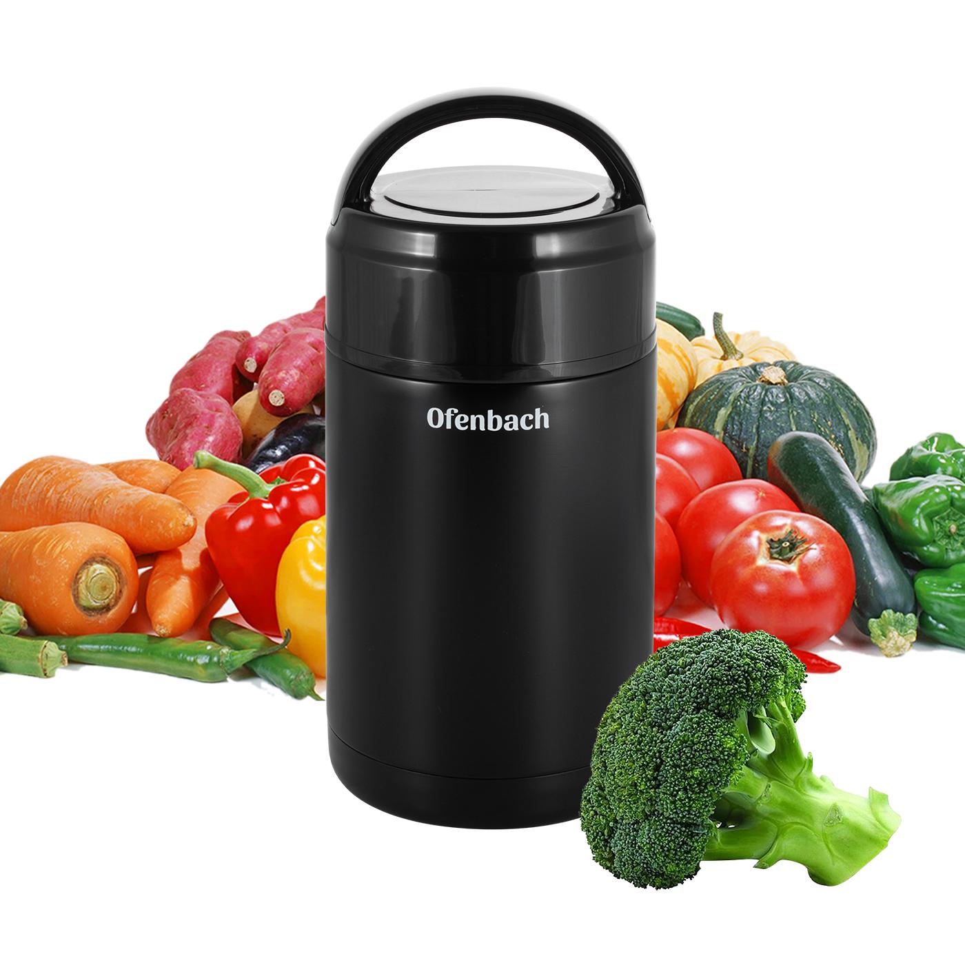 Термос пищевой для еды с ручкой Ofenbach KM-101302 из нержавеющей стали 800 мл Черный (150-84-101302) - фото 15 Термос пищевой для еды с ручкой Ofenbach KM-101302 из нержавеющей стали 800 мл Черный (150-84-101302) - фото 15