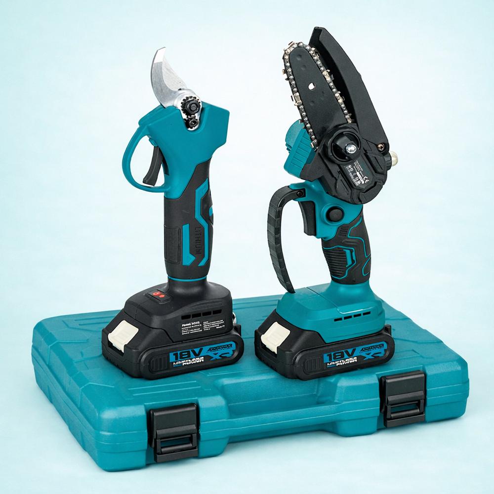 Набор инструментов аккумуляторных 2в1 секатор и мини-пилы в кейсе шины 2 шт. 4/6"/рез до 25 мм/2хАКБ 1500 mAh/18V (ASR1013)