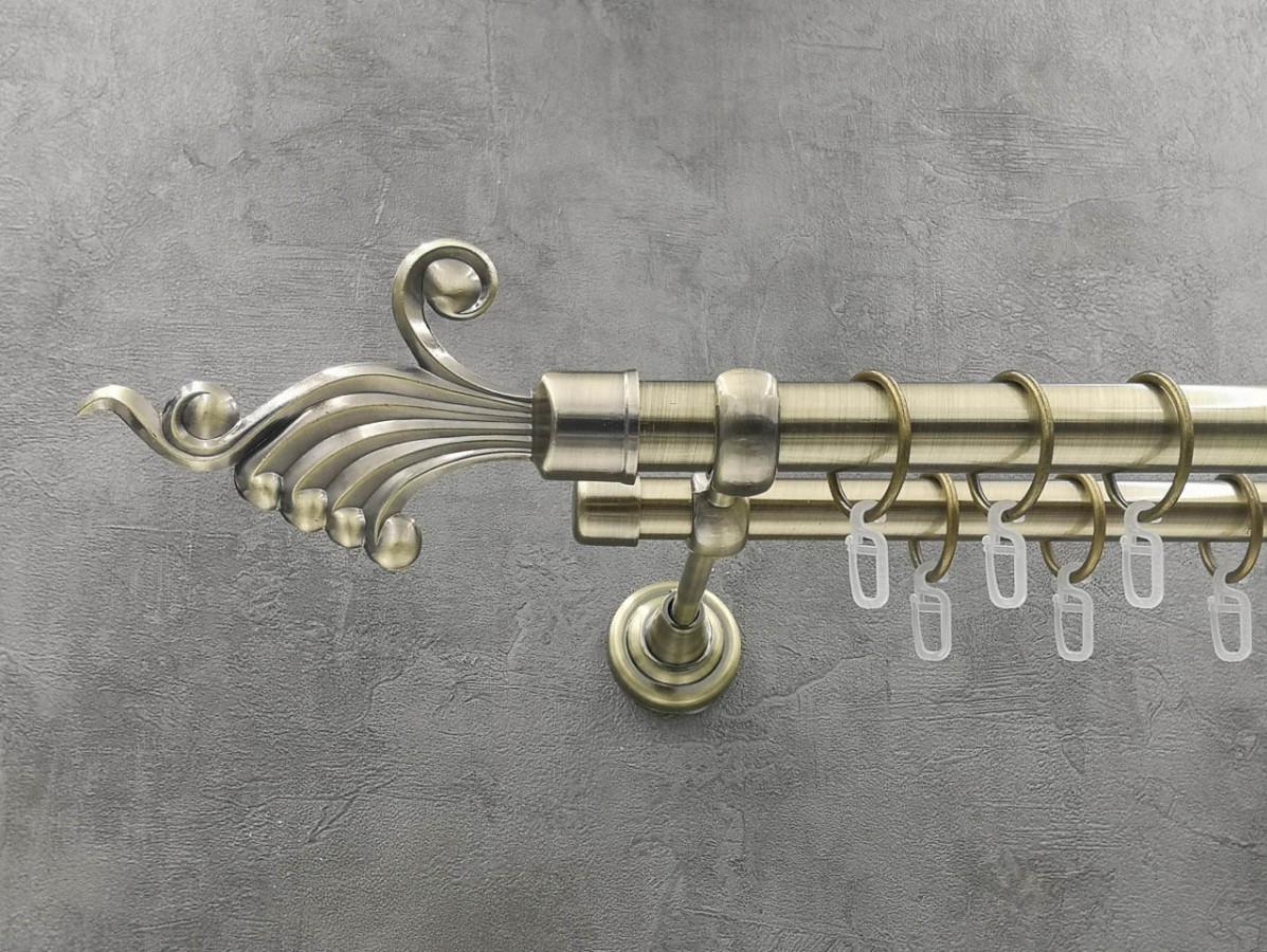 Карниз Quadrum Венус гладкая штанга двойной открытый 25/19 мм 160 см Антик (262049941)