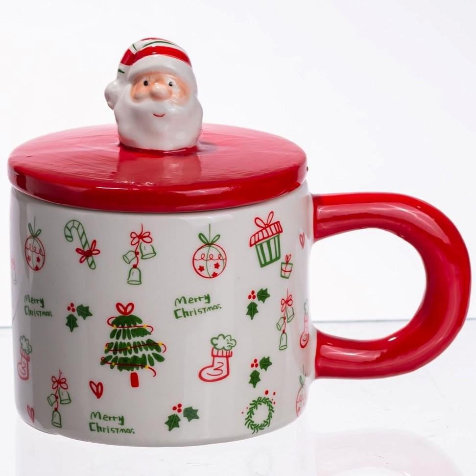 Чашка фарфоровая Merry Christmas с крышкой 350 мл (CR-1-20)