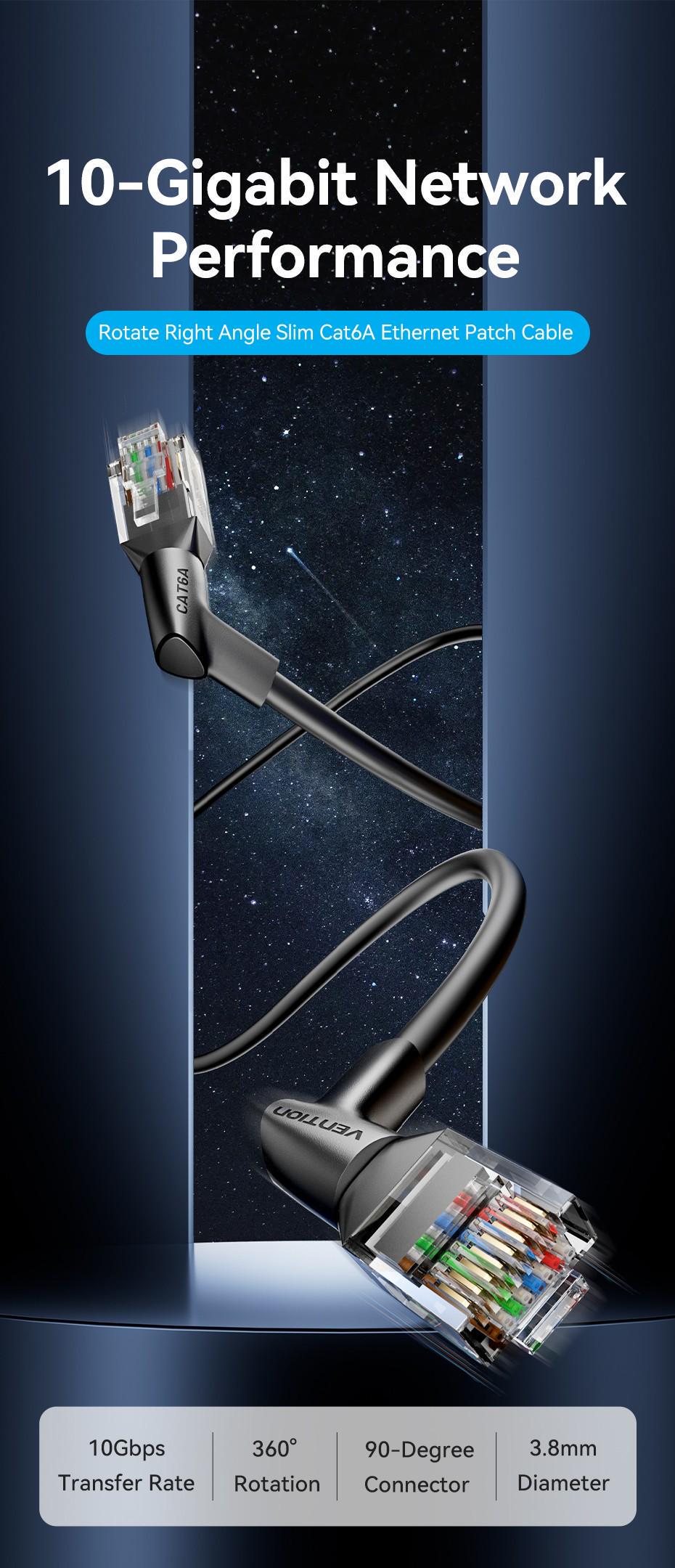 Патч-корд Vention Cat6A UTP 10 Гбит/с поворотный 90° 3.8 мм 0.2 м Черный (IBSBAH) - фото 2 Патч-корд Vention Cat6A UTP 10 Гбит/с поворотный 90° 3.8 мм 0.2 м Черный (IBSBAH) - фото 2