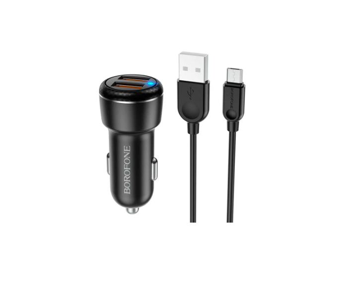 Зарядное устройство автомобильное Borofone BZ17 QC3.0/18W MicroUSB Black