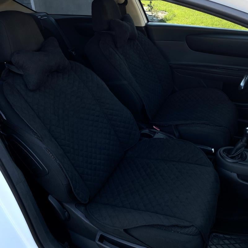 Накидки на сиденье автомобиля эко-замша широкие 2 шт. Черный (792) - фото 3