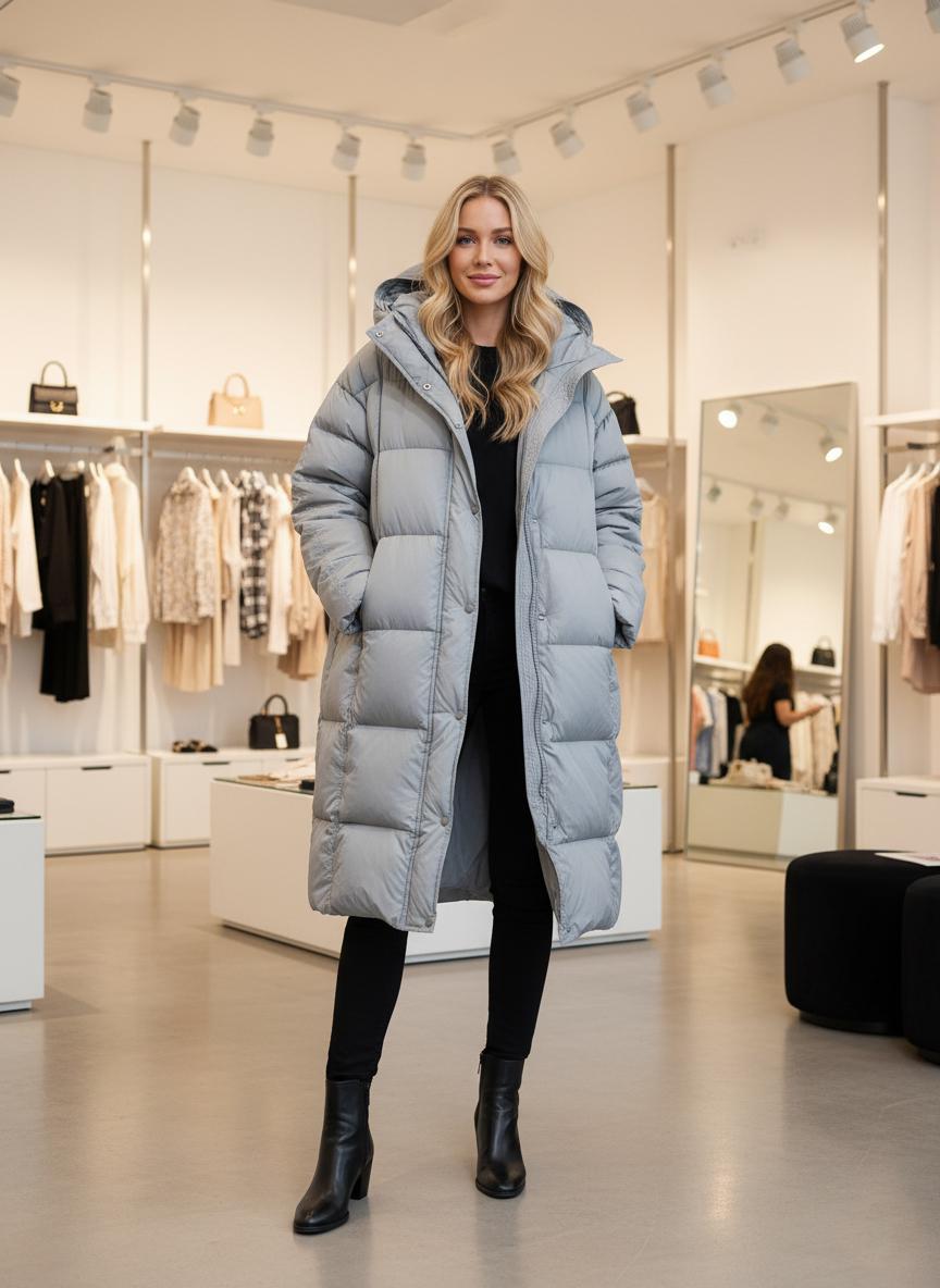 Пуховик женский Number Nine DW-203 с капюшоном р. 44 Серый (DW-203-44) - фото 2 Пуховик женский Number Nine DW-203 с капюшоном р. 44 Серый (DW-203-44) - фото 2