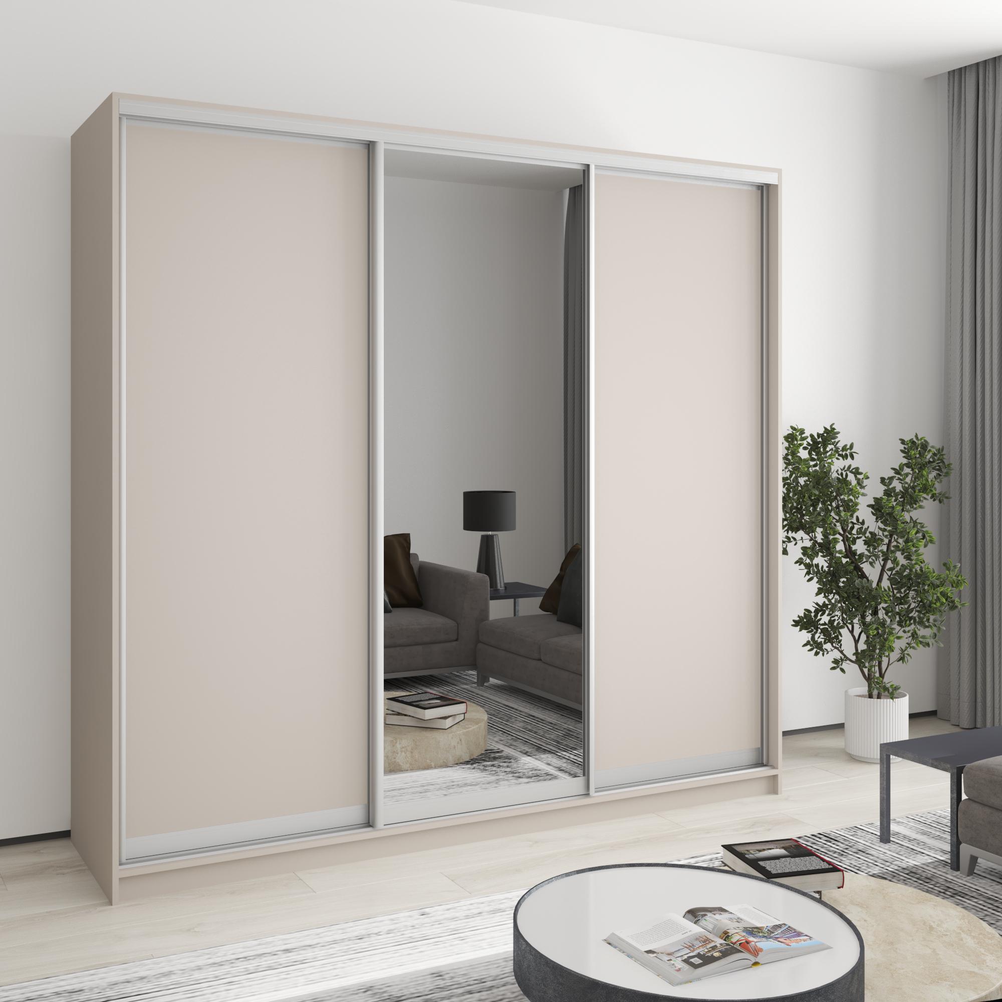 Шкаф-купе трехдверный MebelStar Стандарт AL 2ДСП/Зеркало 220x60x210 см Кашемир (MBS-2936)