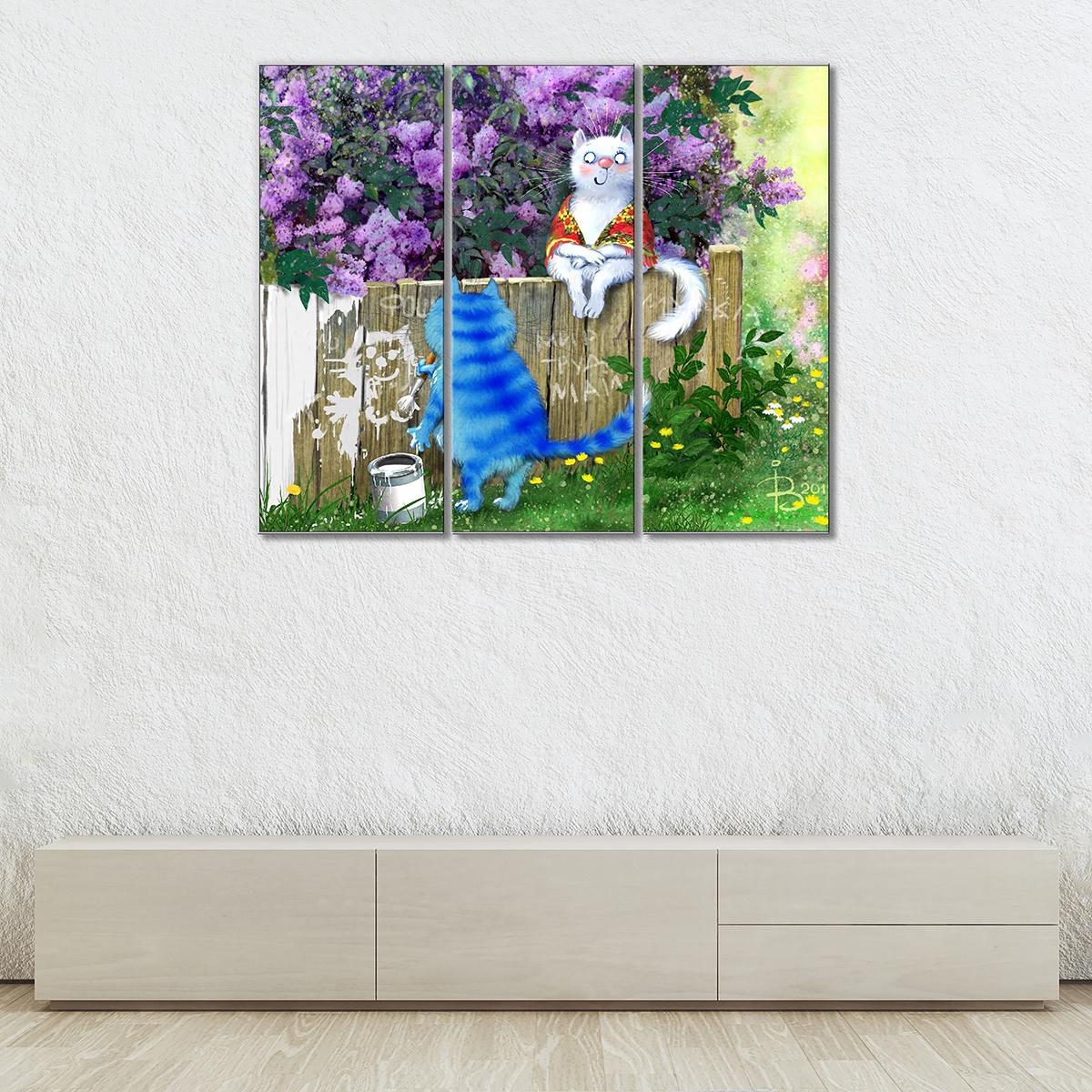 Модульная картина Мау мир труд 3 модуля 120x180 см