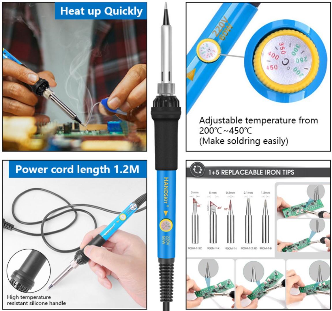 Паяльный набор HandSkit 60W паяльник 60W с регулируемой t PROFI серия кейс - фото 3 Паяльный набор HandSkit 60W паяльник 60W с регулируемой t PROFI серия кейс - фото 3