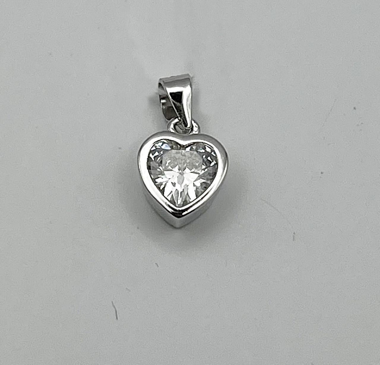 Серебряный кулон с кубическим цирконием Сердце 1 г (2644090500)