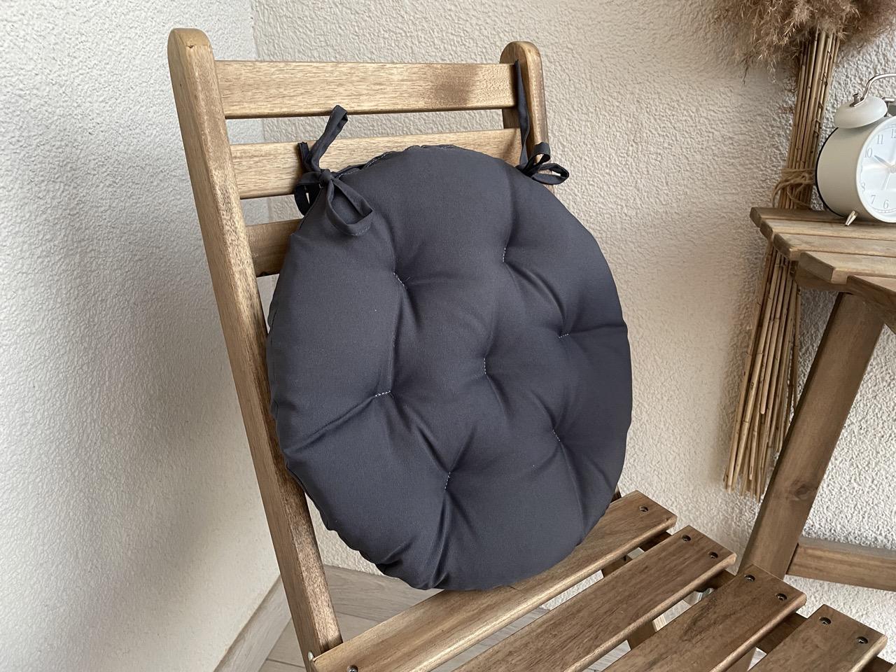 Подушка на стул с завязками круглая Color 40х40х5 см Серый - фото 6 Подушка на стул с завязками круглая Color 40х40х5 см Серый - фото 6