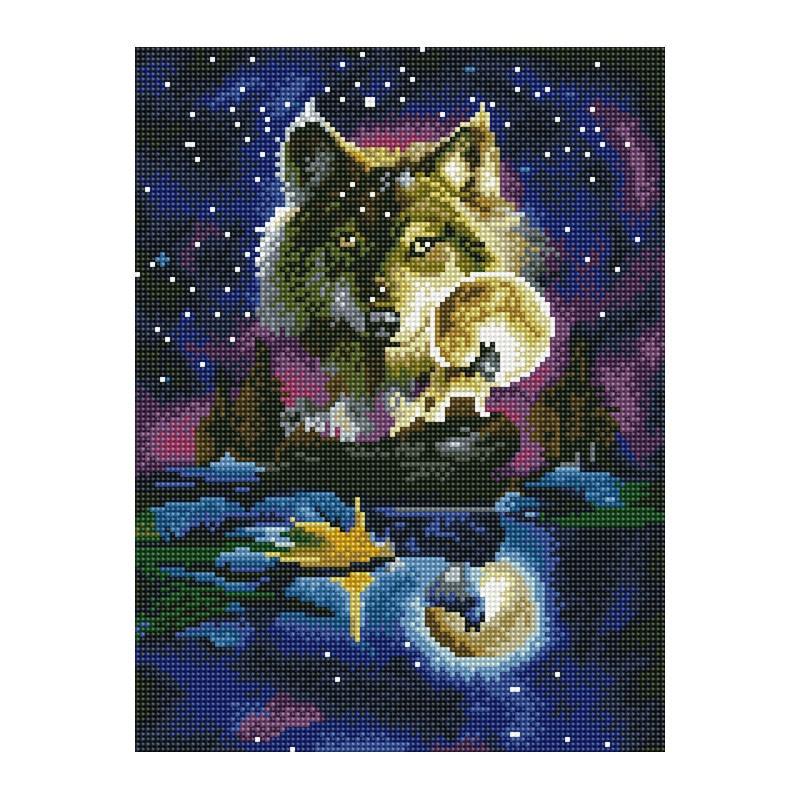 Алмазная мозаика Rainbow Art Волк в лунном свете 40х30 см (EJ1407)