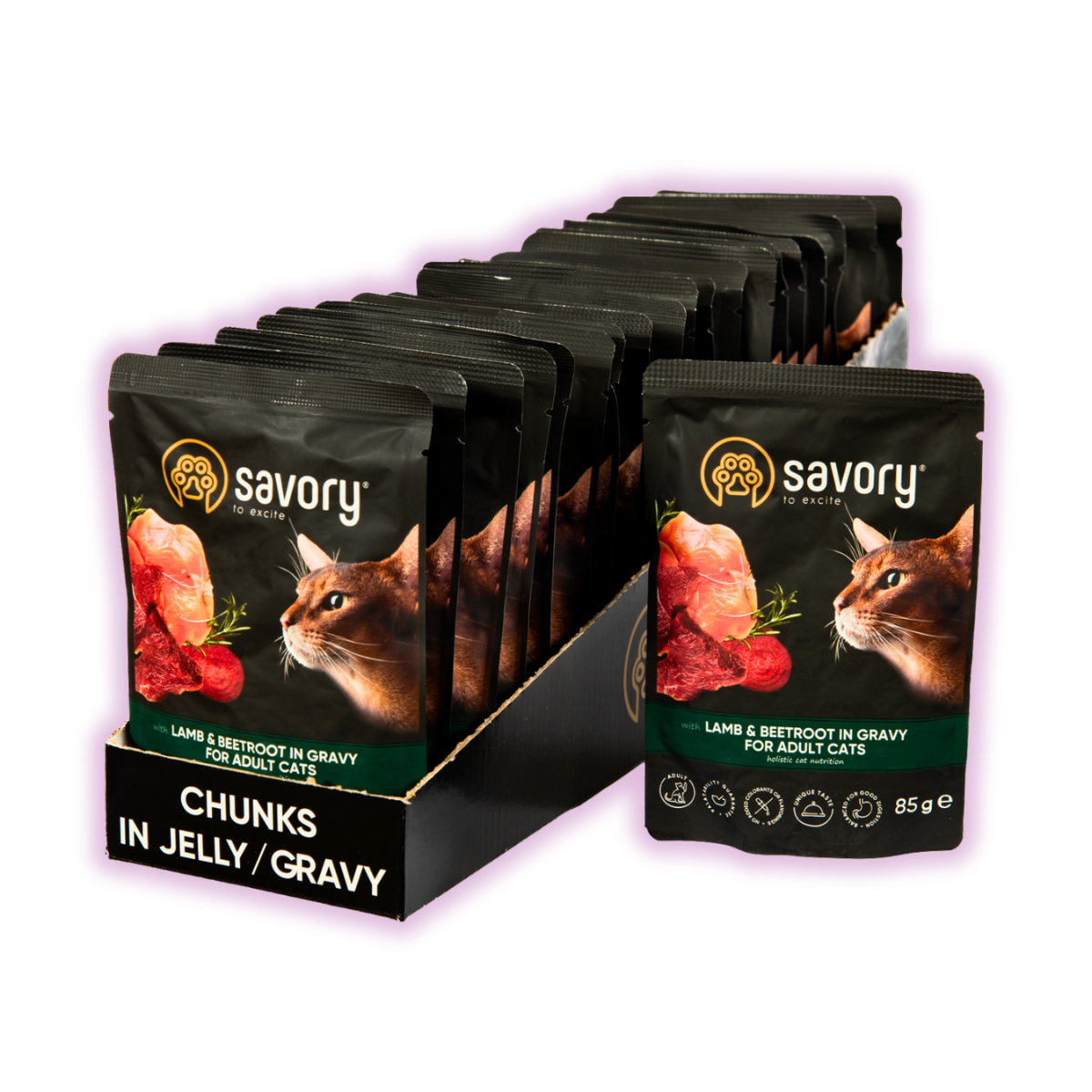 Корм вологий для котів Savory з ягням та буряком у соусі для дорослих котів 85 г х 22 шт. (P20123)