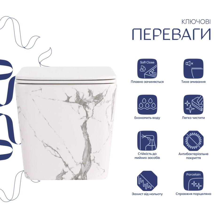 Унитаз подвесной Qtap Tern Ultra Quiet с сиденьем Slim Duroplast/Soft-close/Quick relase (QT17332303ASMR) - фото 7