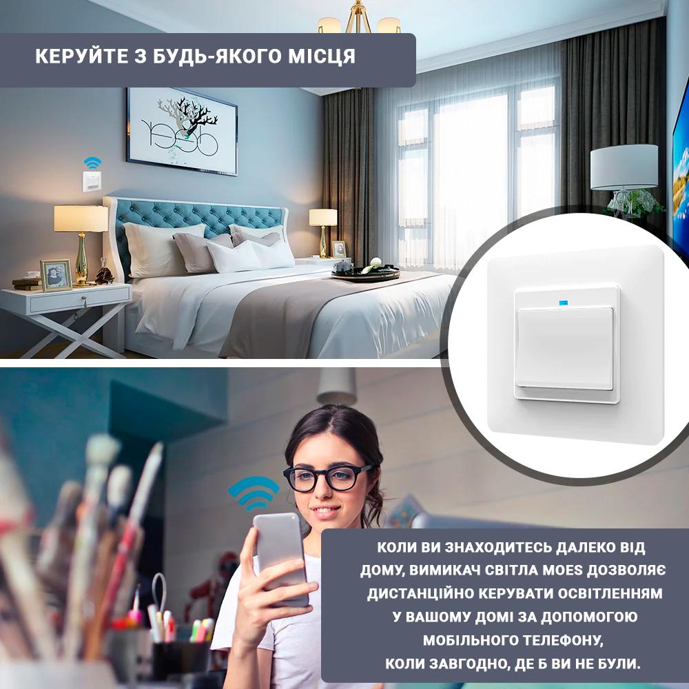 Выключатель Wi-fi Moes Smart Wall module switch 2 клавиши Черный - фото 4 Выключатель Wi-fi Moes Smart Wall module switch 2 клавиши Черный - фото 4