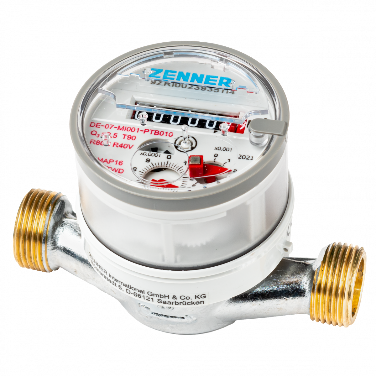 Счетчик горячей воды Ду 15 Zenner ETWD без штуцеров под импульсный датчик (ETWD15N)